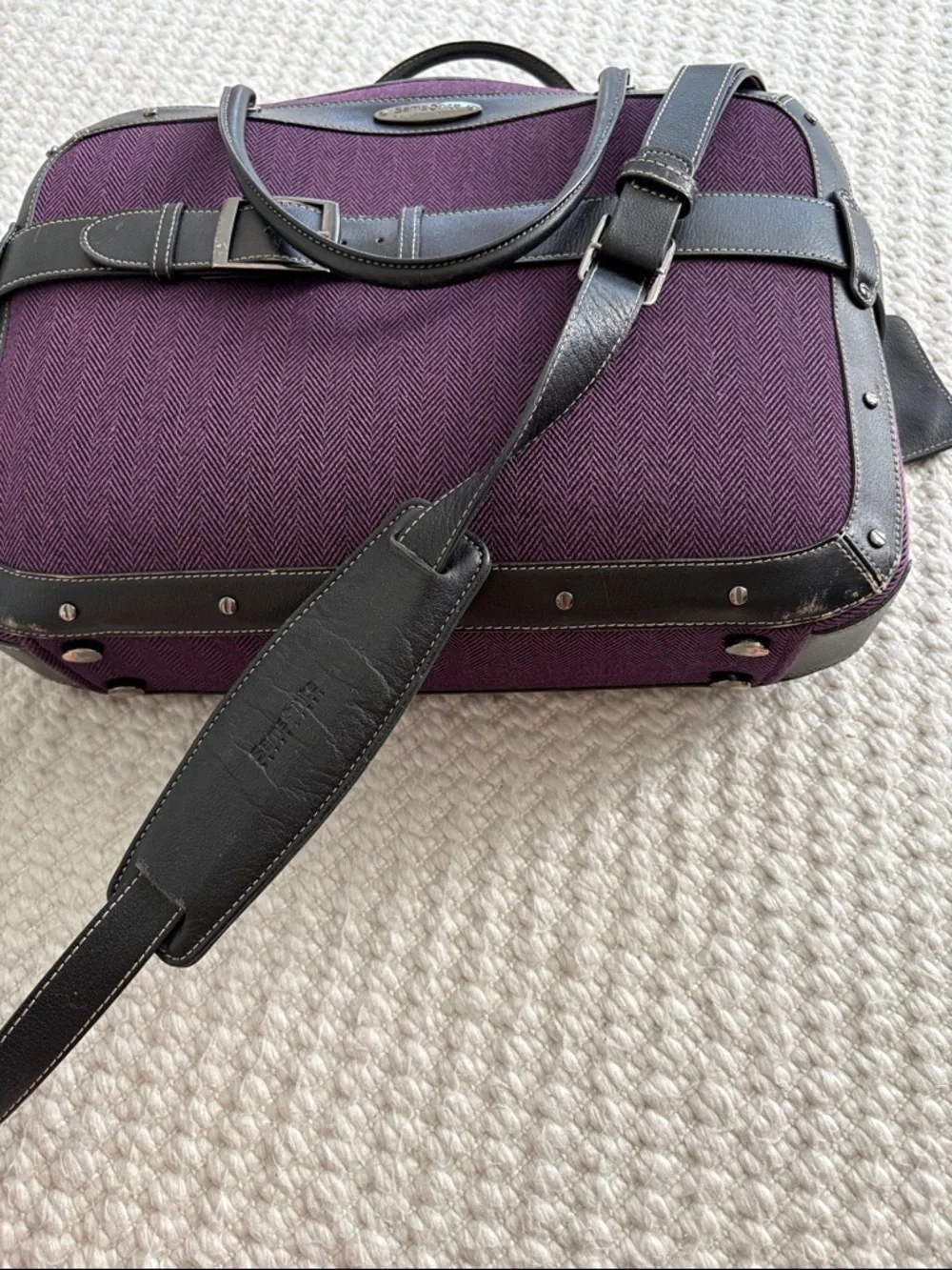 Samsonite Black Label Purple Men's Travel Briefcase with Black Leather Trim